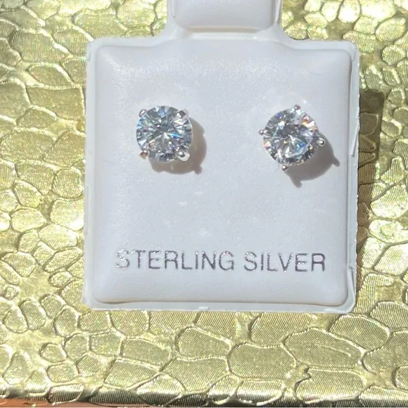 COPY - Elegant Sterling Silver CZ Stud Earrings 3mm - Picture 2 of 3